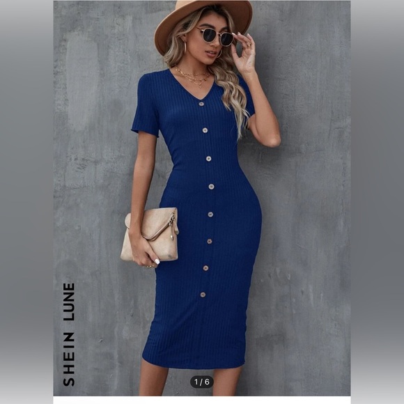 SHEIN Blue Bodycon Dress - Picture 1 of 2
